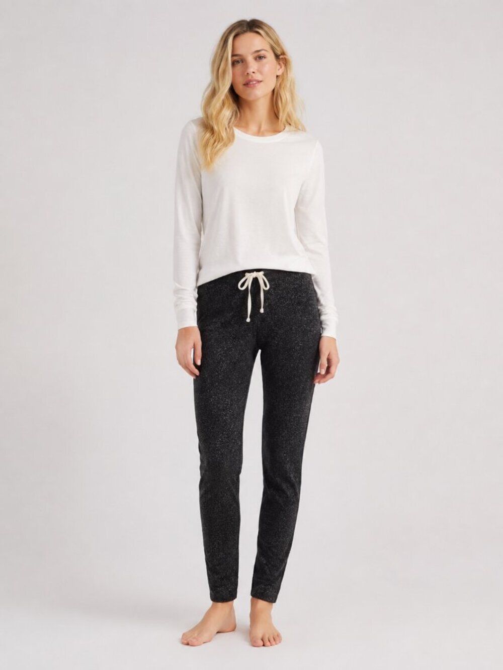 J. Crew Marled Black Jogger Sweatpant in Signature Cozy Yarn Medium #A2875